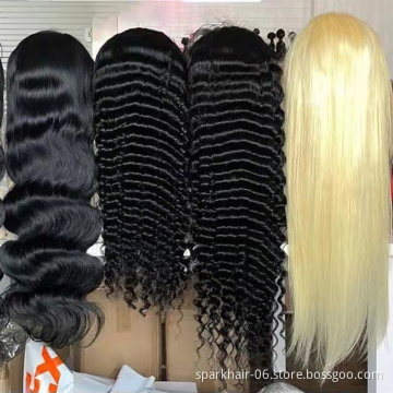 Raw virgin cuticle aligned brazilian frontal human hair 613 blonde transparent lace front wig with baby hair for black women